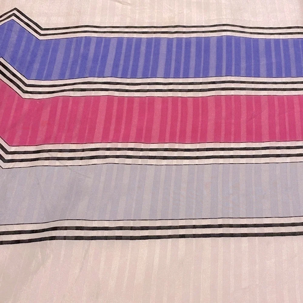Vintage Vetter Silk Scarf Pink Blue White Black Striped Geometric